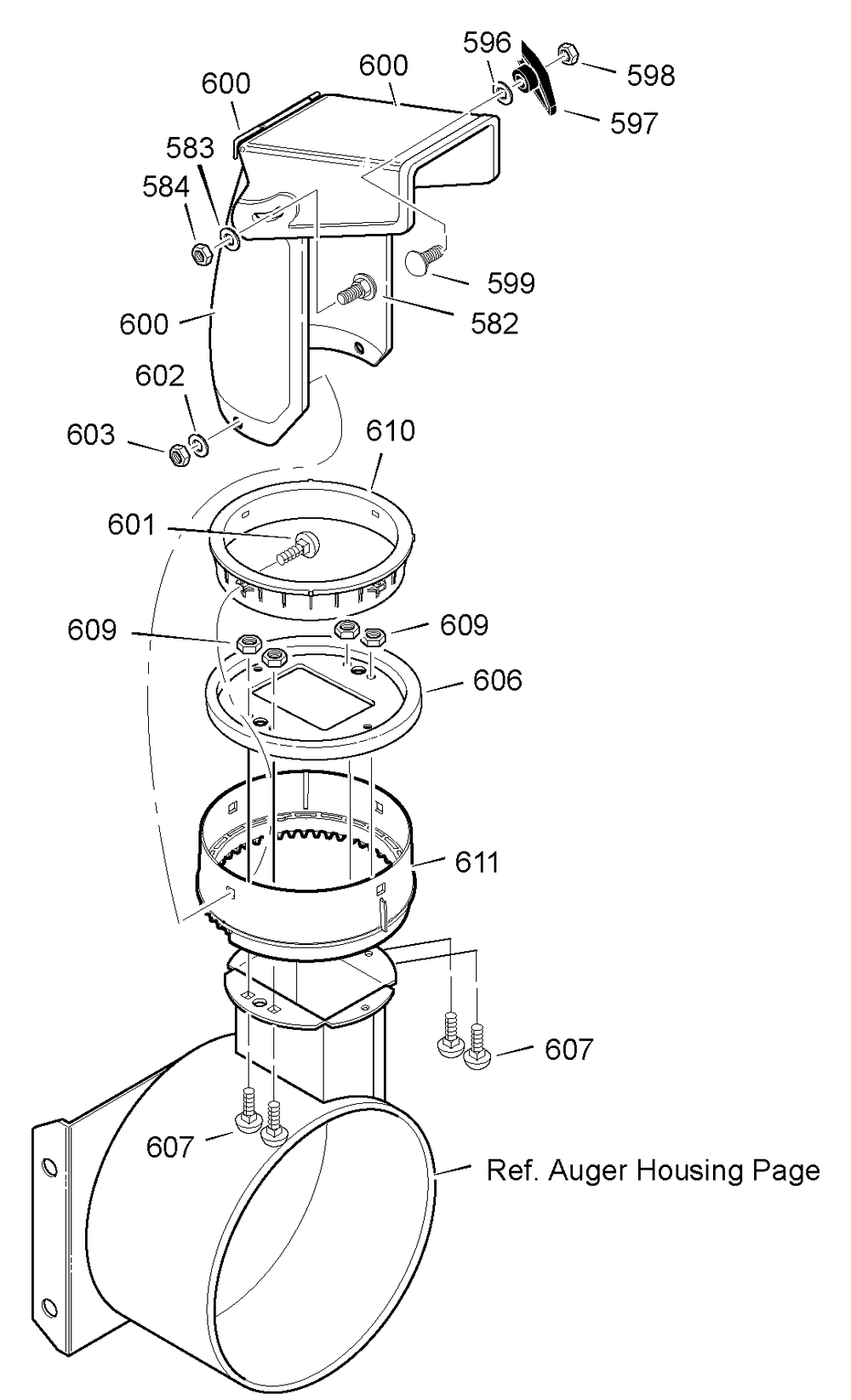 Discharge Chute Diagram and Parts List for 6271200X110-18-2830-88SN927 2007 Briggs and Stratton Snow Blower